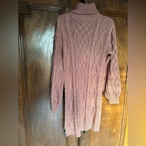 Cable Knit Sweater Dress in Mauve